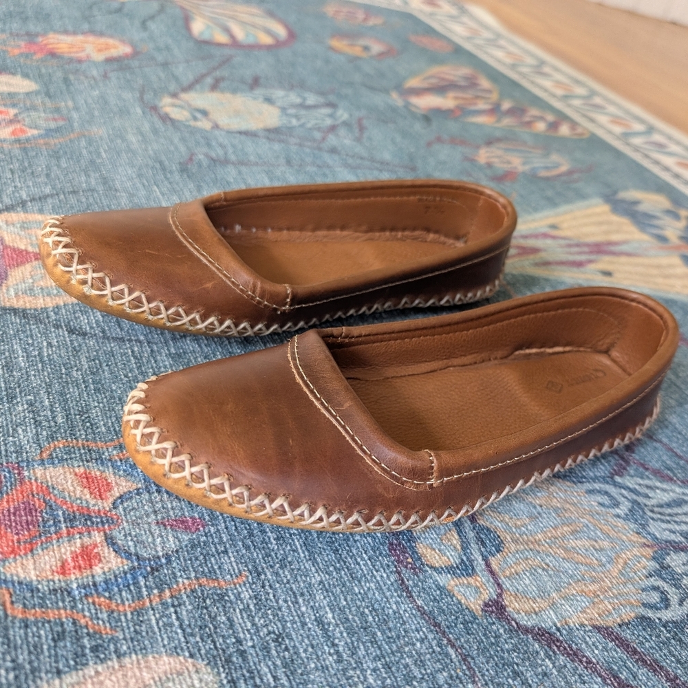 Quoddy W Campadille Ballet Flats Women's 7.5 Whiskey Leather Slip-On Comfort